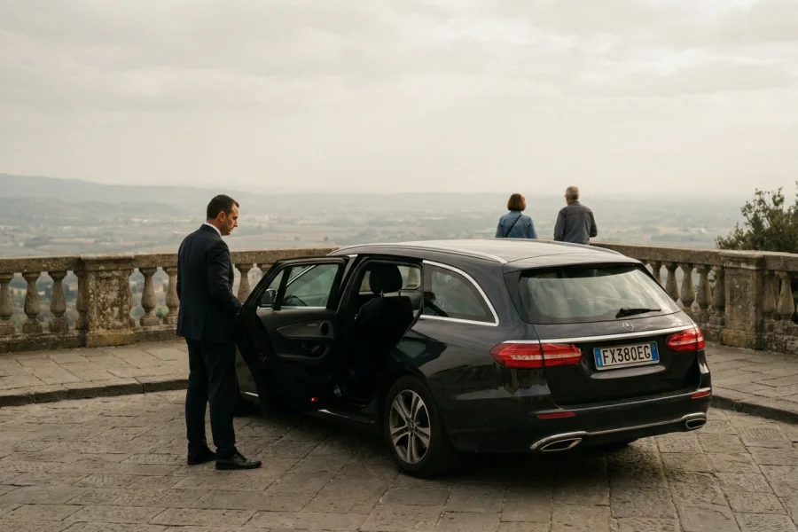 L'autista attende gli ospiti al belvedere