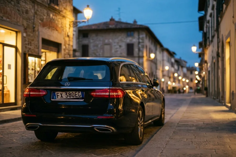 Riflessi dei canali sulla fiancata della Mercedes