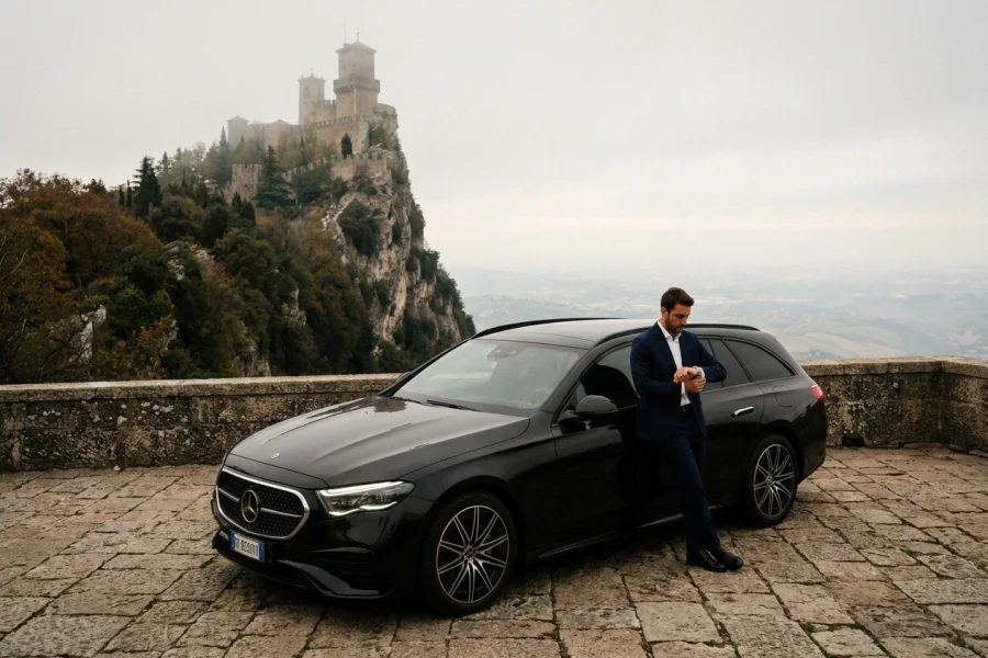 L'autista aspetta mentre gli ospiti visitano